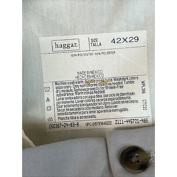 Vintage Haggar Mens Pleated Chino Dress Pants Size 42 Tan Preppy Business Office - Picture 10 of 10